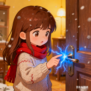 生成秋冬静电卡通插图