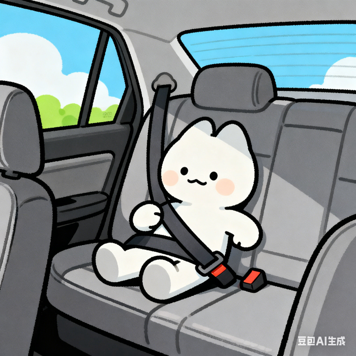 生成后排系安全带卡通插图