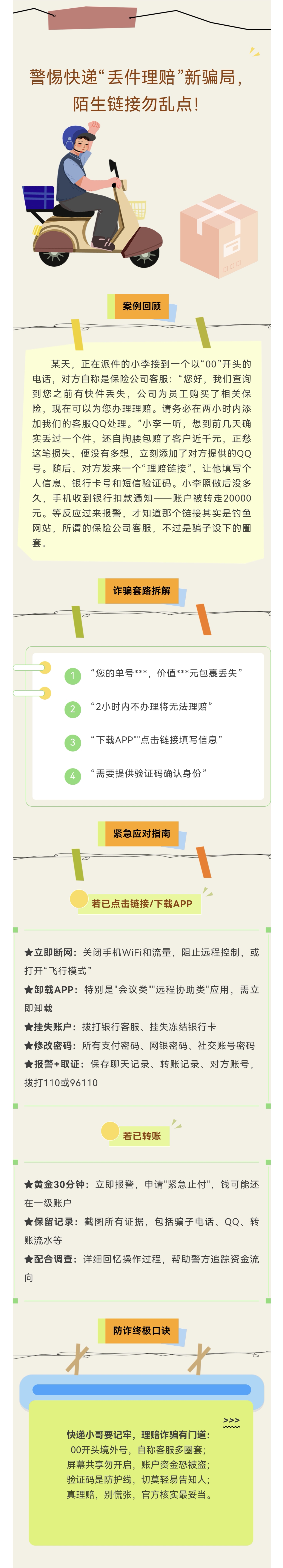 以案说险｜警惕快递“丢件理赔”新骗局，陌生链接勿乱点！